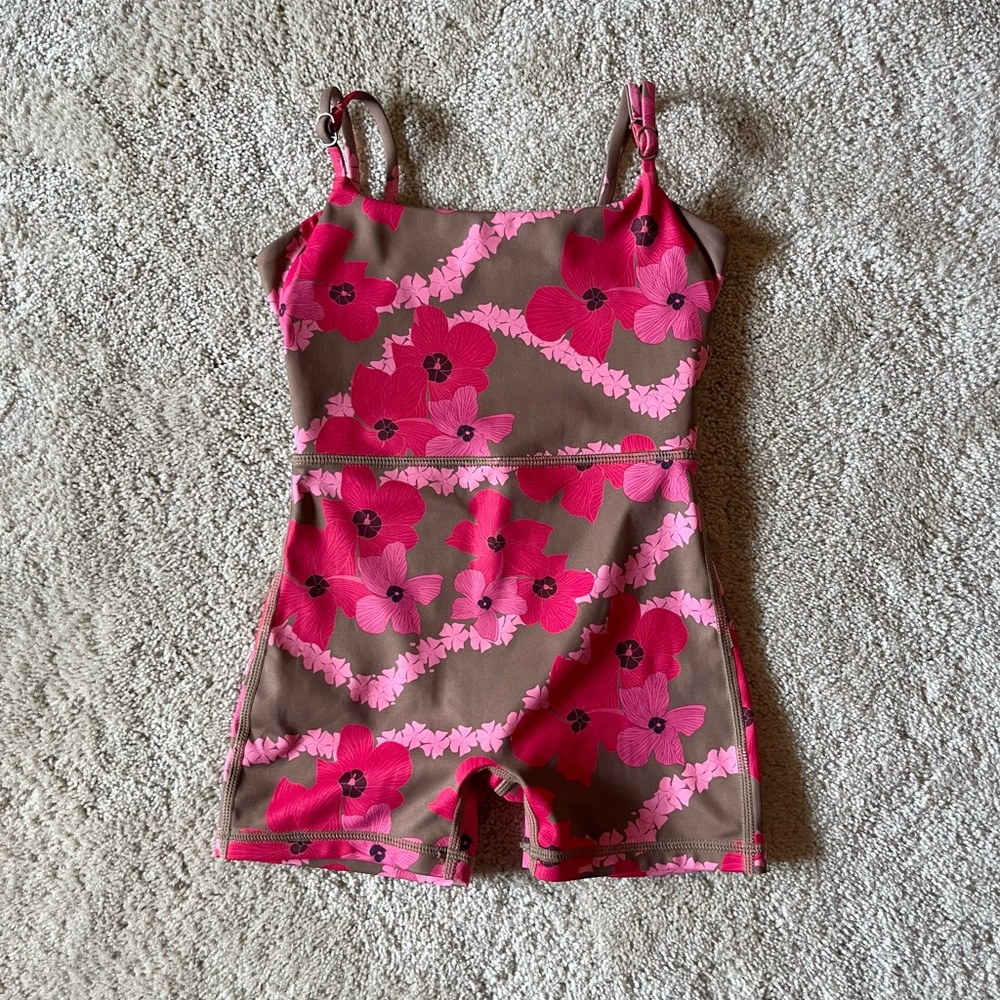 Floral Pink and Brown Romper